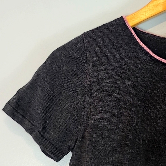 Tahari Wool Blend Knit Short Sleeve Sweater Top - Picture 3 of 6